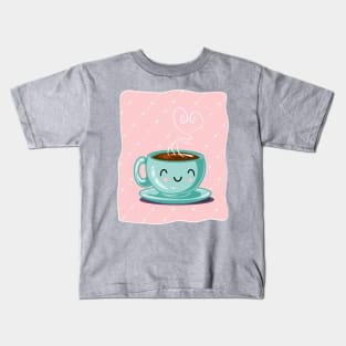 Happy Coffee Pink Kids T-Shirt